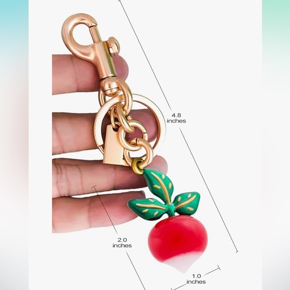 Cute Radish purse charm with gold hardware - Picture 2 of 3